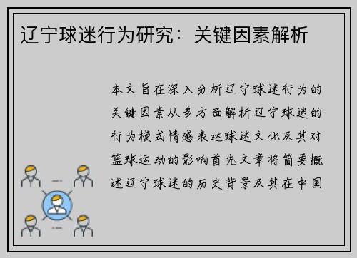 辽宁球迷行为研究:关键因素解析 辽宁球迷行为研究:关键因素解析